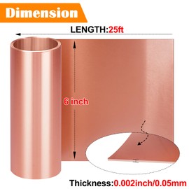 YuJingKey 6in x 25Ft Copper Sheet Roll, 0.05mm, DIY Projects