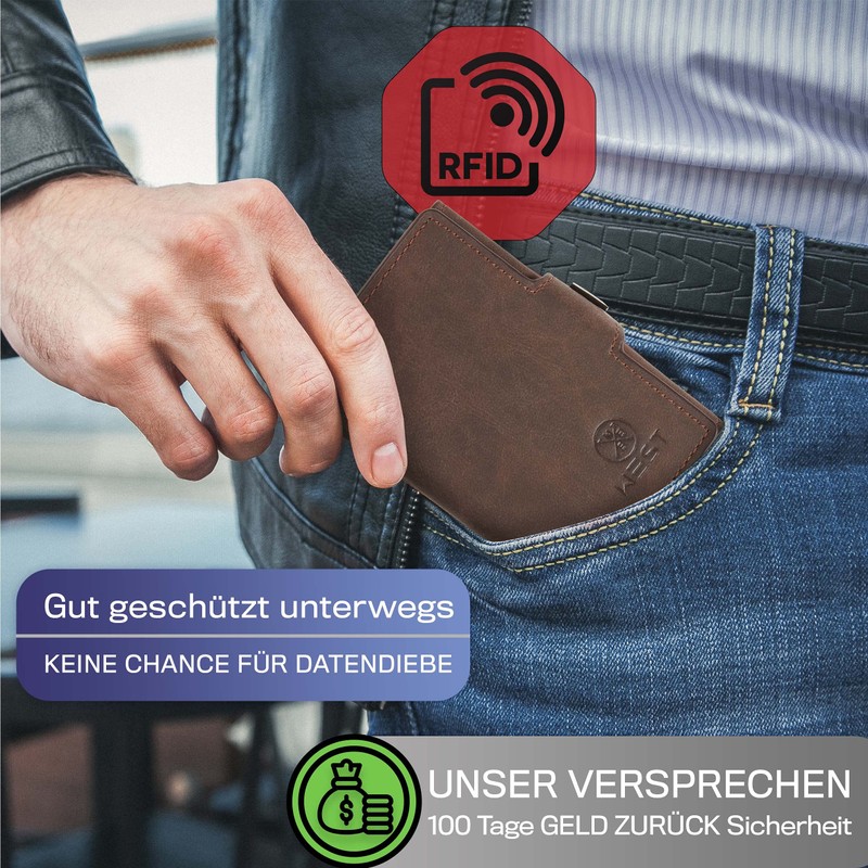 WEST® Slide - Slim Wallet with for Men, brown, With