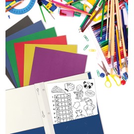 Better Office Products Letter Size Paper Portfolios with Prongs, Case of 50, Assorted Primary Colors, with Fasteners (2 Pocket Paper Folders with Brads)