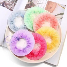 AsggBah 6pcs Colored Hair Bun Cover Elastic Hair Mesh with Drawstring Hairball Snood for Ballet Dancing Skating (6 Colors)