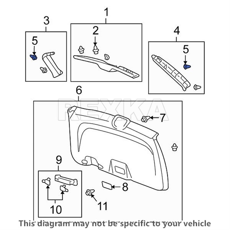 Rexka Tailgate Garnish Clips for Honda Acura 91513-SJK-003 Accord Civic