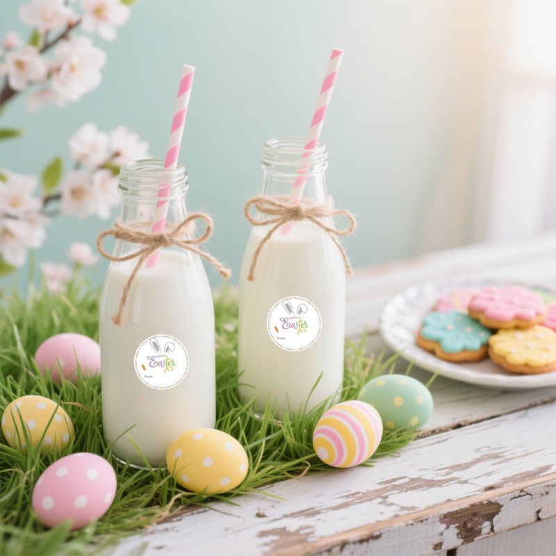 SerpizePaty 60Pcs Happy Easter Stickers, 2" Easter Bunny Stickers
