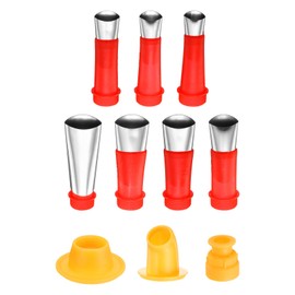 HARFINGTON 10pcs Caulking Finisher Kit 7pcs 18mm-35mm Stainless Steel Caulking Nozzle Applicators Reusable Caulking Nozzle Tips with 3 Connection Bases for Bathroom Kitchen Doors Windows