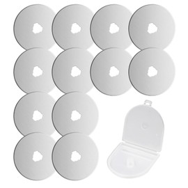 12pcs Rotary Cutter Replacement Blades 28mm Round Stainless Steel Blades with Storage Box