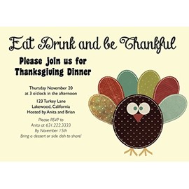 75 Custom Thanksgiving Turkey Invitations with Envelopes