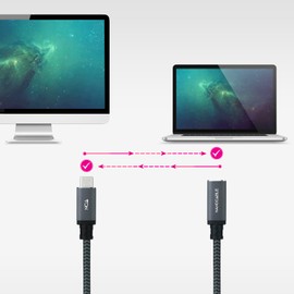 Nanocable 10.01.4501-L150-COMB USB 3.2 Gen2X2 Kabel, 100 W, 4K/60 Hz, USB-C/M-USB-C/H, Schwarz/Grau, 1,5 m