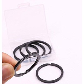 Shapenty 35mm/1.38 Inch Black Metal Flat Split Key Chain Rings Connector Circular Keyring Holder for Home Car Keys Organization and Name Tag Attachment (Black, 5PCS/Box)