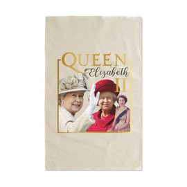 SmartyPants Queen's Platinum Jubilee Elizabeth II Tea Towel - British Royal Her Majesty 70 Years Anniversary 2022 Commemorative Souvenir Home Accessories Gift Present (Natural Prime)