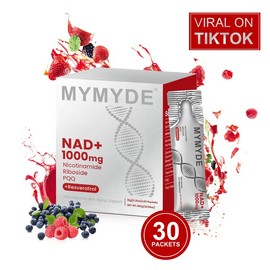 MYMYDE NR1000 - NAD+ Berry Flavor Drink Mix 30 Pack for Skin Aging Support, Energy, and Focus - 100g - No Sugar Added - Vitamin, Healthcare Fitness Supplement Dietary Edible:_1 box