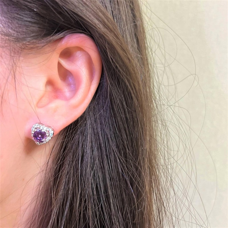 Bellitia Jewelry Heart-shaped Earrings, Women's Cute 1ct Emerald Amethyst Citrine