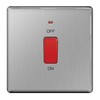 BG Flatplate Screwless 45A DP Switch With Neon Single Plate Brushed Steel