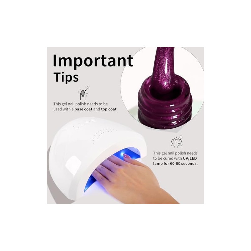 Esmalte de uñas en gel morado, 16 ml, esmalte en