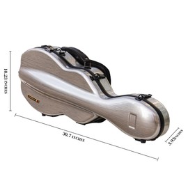 Christina violin case 4/4 Full Size Violin case High-Strength Carbon Fiber Pear-Shaped Violin Music Bag With Combination Lock and Extra Bag Gray Violin Hard Case (VB-Random type-SilveryGray spot)
