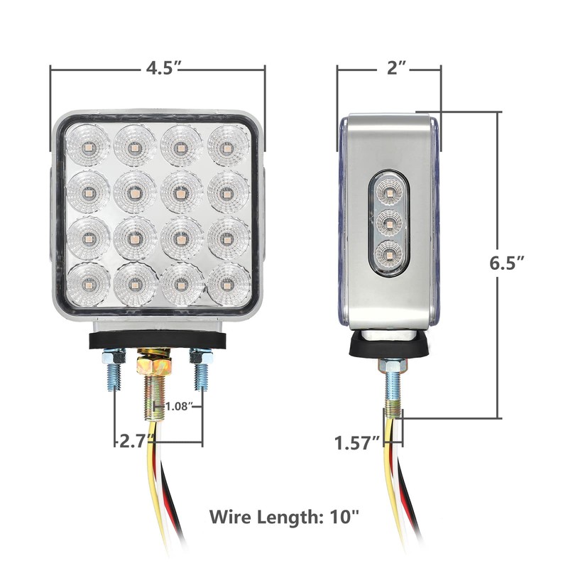 Partsam 2x Dual Revolution Amber/Red/Purple Square Double Face 38 Diode