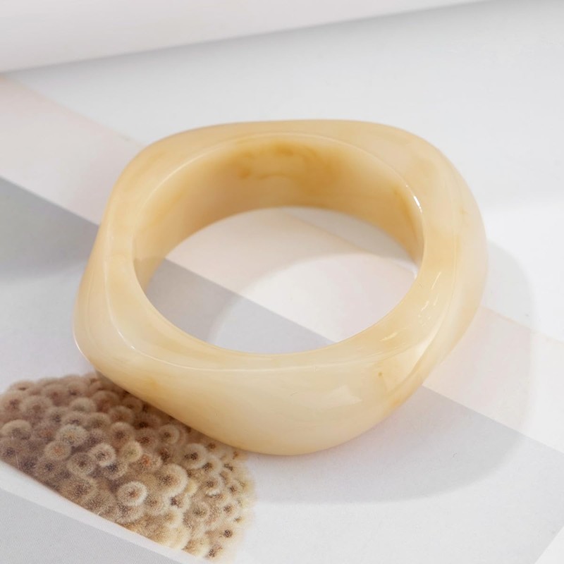 Joiigaem Punk Chunky Acrylic Resin Cuff Irregular Bangle Bracelet (Beige)