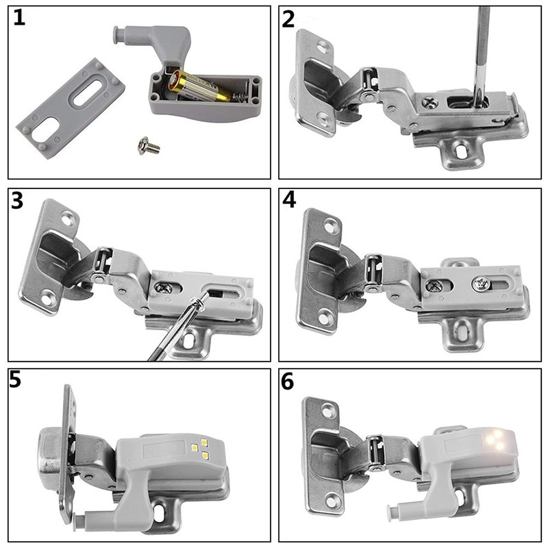 Bisagra de Luz LED, 10Pcs Armario Universal LED Bisagra Luz