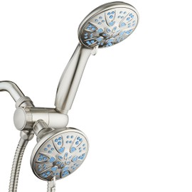 AquaDance Antimicrobial/Anti-Clog High-Pressure 30-setting Dual Head Combination Shower with Microban Nozzle Protection From Growth of Mold, Mildew & Bacteria for a Healthier Shower – Aqua Blue