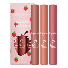 Set De Pintalabios Mate Strawberry Velvet, Antiadherente, 3