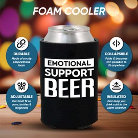 Funny Beer Party Sayings Can Sleeve Cooler Insulated Drink Coozies Soda Beer Hugger Coolies (Black, 8 Pk)