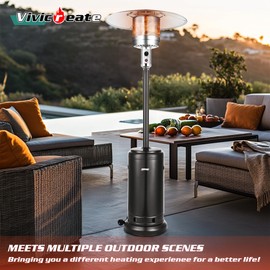 Vivicreate 48000 BTU Outdoor Propane patio hear with wheels,CSA listed regulator and gas hose, black, 88 inch height, HT-H-3001