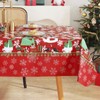 Christmas Red White Table Cloth, Santa & Snow Print Polyester