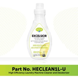 Excelsior HE Washing Machine Cleaner and Deodorizer, Removes Odors & Residues for 20 Cleanings of High Efficiency Washers, Lemon Scent, 1 Liter Bottle
