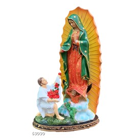 Unknown Our Lady of Guadalupe, San Juan Diego 12" Tall Statue & Figures - Blue-Green, Brown - Decoration