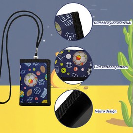 Children's Neck Pouch, Purse with Drawstring & Metal Chain, Foldable Wallet, 8 x 12 cm Wallet, Coin Compartment for Hanging, Children's Purse, for Purse, Coin Bag, Travel, a, mass style