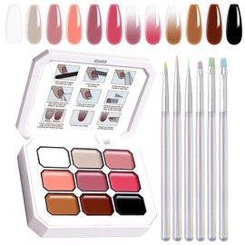 U-Shinein Gradient Painting Gel Set, 9 Colors Ombre Gel Nail Polish with 6 Aurora Multi-Purpose Brushes for Ombre Nails Aura Nails French Manicure Soak Off UV B Nude Rose Chroma