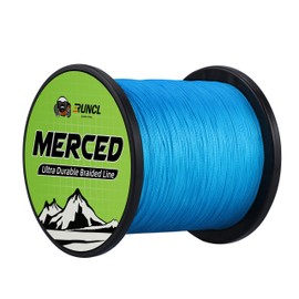RUNCL Línea de pesca trenzada Merced, línea trenzada X4 - Tecnología de tela patentada, tecnología de revestimiento fino, suavidad mejorada - Línea de pesca para agua dulce/saler (azul, 25 libras (25 libras), 300 yardas)