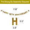 Betteryanzi Gold Glitter Happy 50th Anniversary Banner,50th Wedding Anniversary Party