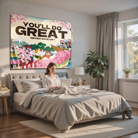 NIPINUS Funny Anime Wall Tapestry, Large Japanese Wall Hanging, Inspirational and Cute Tapestry for Bedroom, Dorm & Living Room Decor Wall Art, 50×60 inches