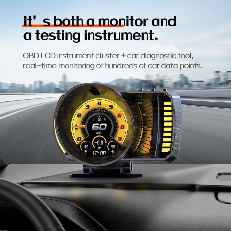 wiiyii OBD2 Gauge Display Heads Up Display for Cars,Speedometer for