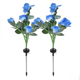 2PCS 6LED Solar Rose Light Waterproof Flower Light Landscape Garden Lawn Decoration Light for CourtyardBlue