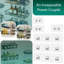 Jovware Adhesive Stickers for Shower, Shower Caddy Adhesive Replacement Stickers, Wire Rack Kitchen Adhesive, Shower Shelves Stickers for Soap Holder, Sticker Bathroom Shelf, Wire 12 Pack