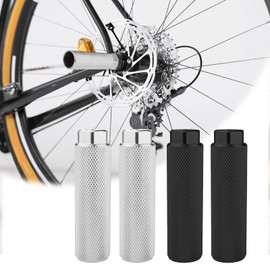 CMANLNYK 4 Pcs Bike Stunt Pegs - Aluminum Alloy Anti Slip Bike Pegs for 3/8" Axle, Suitable for BMX Stunt Pegs, Mountain Bikes Cycle Bicycle Accessories (2 Black & 2 Sliver)