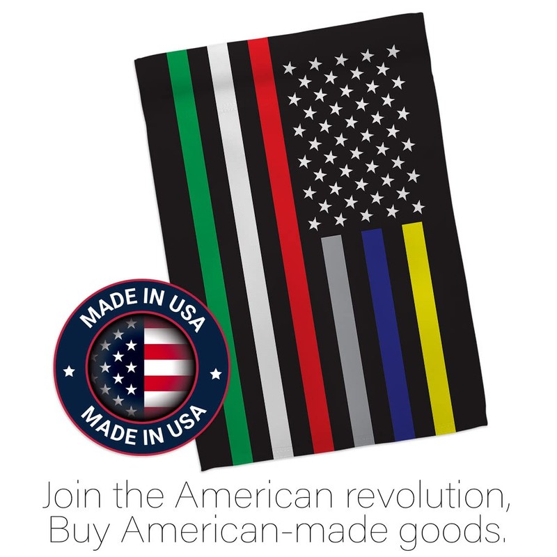 US First Responders Line Garden Flag - Set with Stand