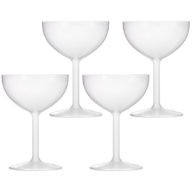 Drinique Unbreakable Coupe Champagne Glasses (Set of 4) 8oz Classic Shatterproof, Reusable, Coupe Glass - White
