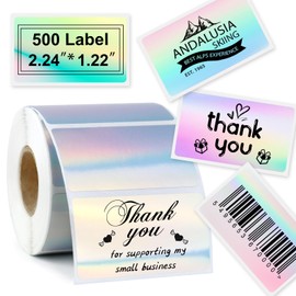 AirSun Thermal Holographic Stickers, 500 Pcs 2.25"x1.25" Printable Self-Adhesive Direct Thermal Printer Labels for Color Coding Label Printer, Custom Logo, QR Code, Name Price Tag, Thank You Sticker