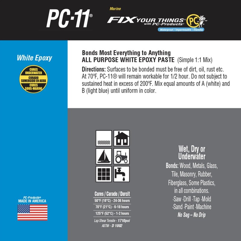 PC Products Pc-products Pc-11 Epoxy Adhesive Paste, Two-part Marine Grade