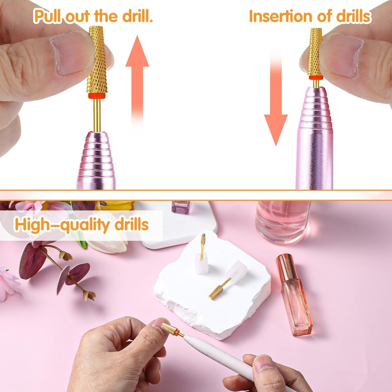 Qianyu 3-Piece Nail Drill Set 5-in-1 Carbide Nail Art Tools
