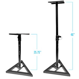 AxcessAbles Studio Monitor Speaker Stands Pair. 80lb Capacity per Stand. Adjustable Height 26" - 42". Metal Constructed Stands Ideal for Surround Sound, Bookshelf and Monitoring Speakers