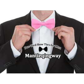 Mantieqingway Pink Bow Ties for Men Solid Color Bowties Mens Pre-Tied Adjustable Bow Tie for Graduation Party Wedding