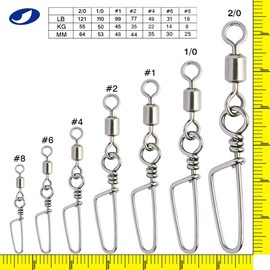 60/90/120/150 Pcs American Swivel with Coast Lock Snap Fishing Snaps Kit Hooked Cross Snaps Stainless Steel Sea Fishing Tackle Hook Lure Connector Fishing Swivel Size 1#2#4#6#8# (#6, 150 pcs)