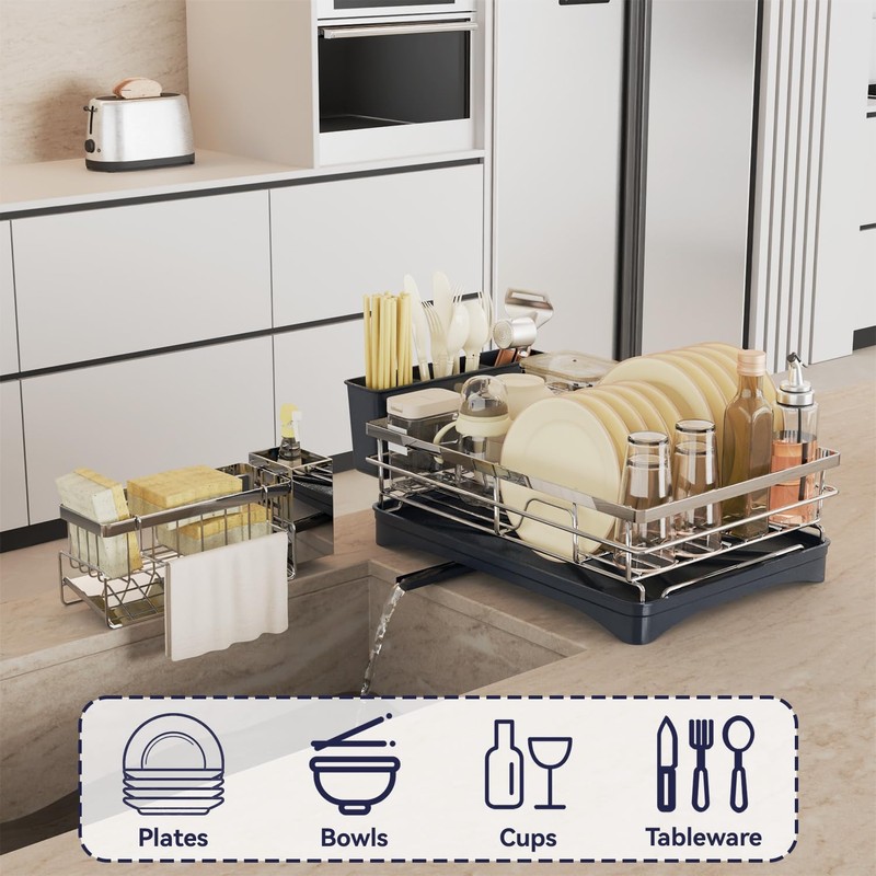 Azevix Dish Drying Rack for Kitchen Counter - 304 Stainless