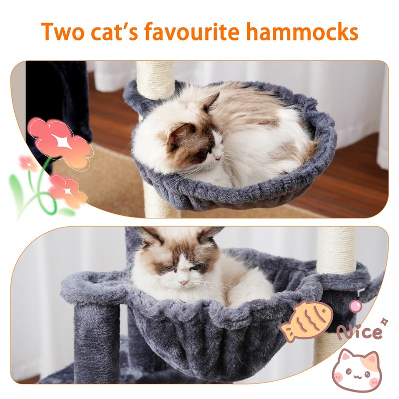 Heybly Cat Tree, 39.4 Inches Tower Condo with Scratching Post,