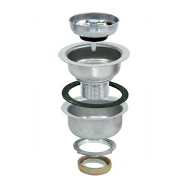 EZ-FLO 30019 Stainless Steel Kitchen Sink Strainer with Flange and Slip Joint Nut, Extended Shank., Double Cup, 3-1/2-inch to 4-inch Opening, Stainless Steel