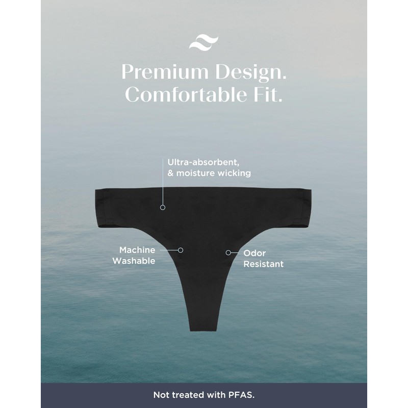 saalt Seamless Thong Period Underwear - Light Absorbency - Comfortable,