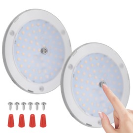 RVZONE RV Lights Interior, 5 Inch RV LED Ceiling Puck Light Dimmable 12 Volt LED Lights, 12V RV Puck Lights 4.5W Transparent Frosted RV Ceiling Dome Light for Camper Van Trailer Boat