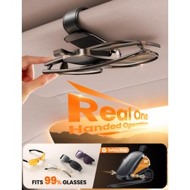 JOYROOM Sunglass Holder for Car Visor Magnetic Leather One-Handed Operation Non-Slip Universal Car Visor Clip Accessories (Black)